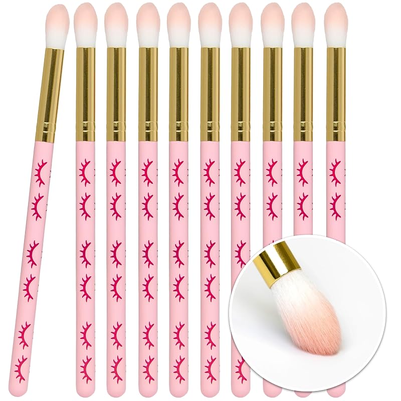 CURACORO Kit com 10 Pincéis para Limpeza de Cílios, Rosa