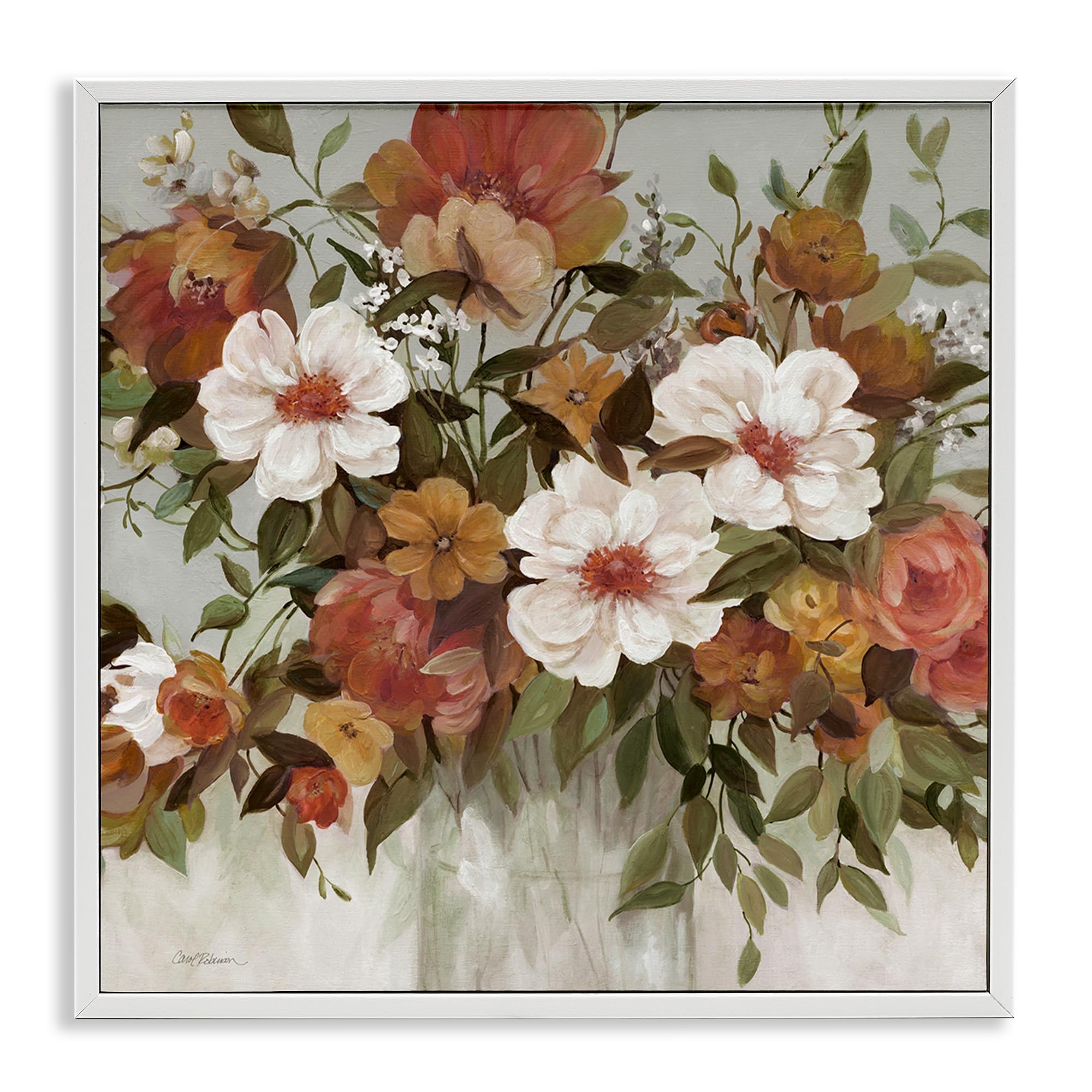Stupell Industries 'Muted Vibe Bouquet', Framed Giclee Art, White, 17 x 17 Inches, Easy to Hang and Sturdy, Made in USA, by Carol Robinson