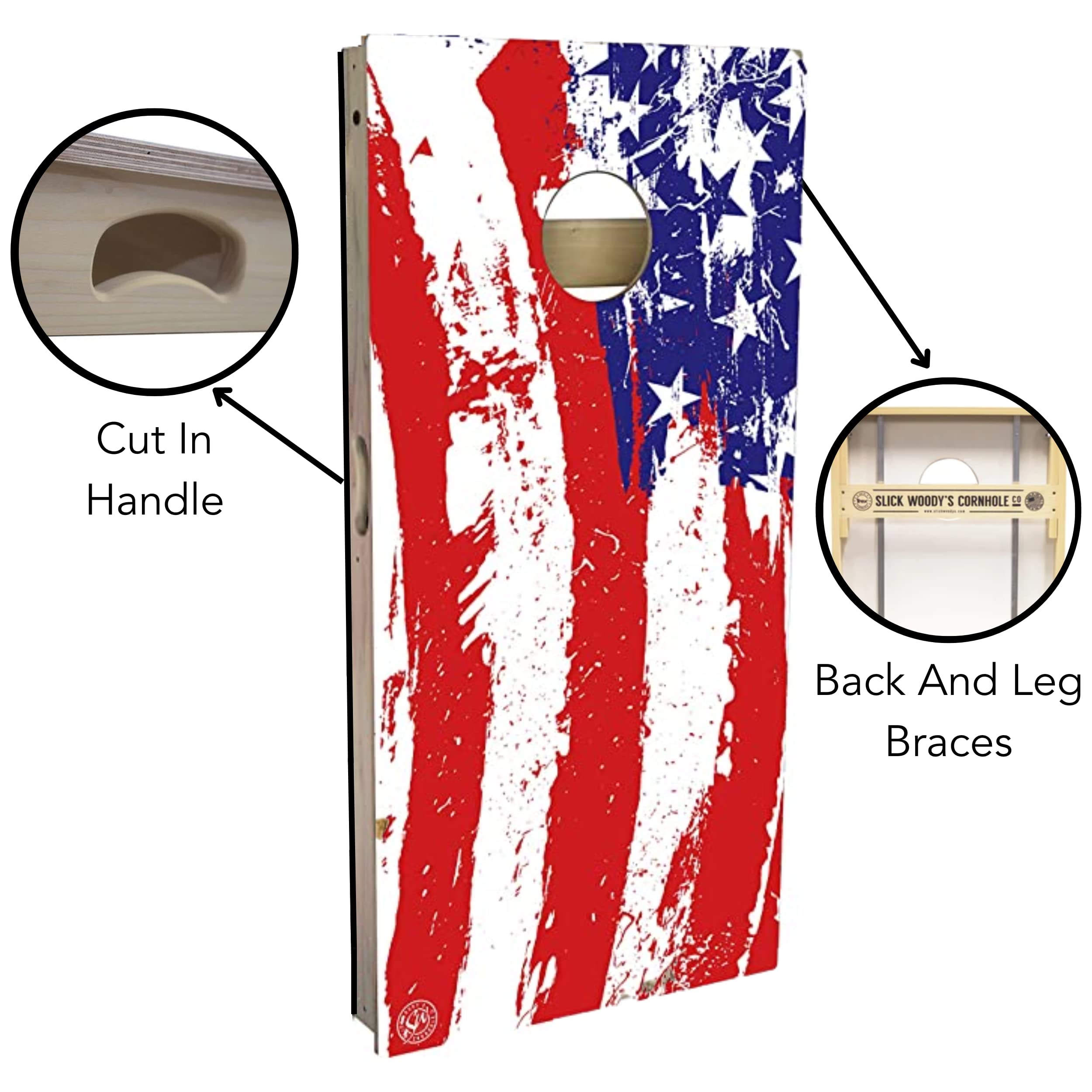 Slick Woody's Professional-Grade Cornhole Boards - 4'x2' Solid Wood Regulation Man Cave Corn Hole Toss Game with 8 Resin Filled Bags