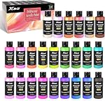24 Colors Iridescent Acrylic Paint Set 60mL - Superior Coverage, Blendable, Fast Drying Versatile Craft Paint for Canvas, Wood, Rock, Fabric & Holiday Decor