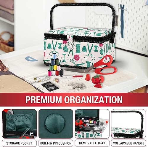 Vista 36 de SINGER Cesta grande, respaldo de costura Nature's Flora con nociones Flora de la naturaleza