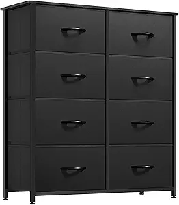 GOOBED Fabric Dresser with 8 Drawers, Tall Dresser with Fabric Bins, Storage Tower Unit, Chest of Drawers for Living Room, Hallway