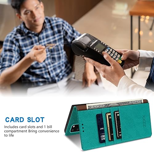 Miniatura 39 de ZZXX Funda tipo cartera para Samsung Galaxy S20 con bloqueo RFID, soporte de ranura para tarjetas, funda protectora de cuero magnético fuerte