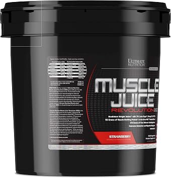 Ultimate Nutrition Muscle Juice 2600 Revolution, Weight Gain Drink Mix - Mass Gainer Workout Powder Supplement for Lean Muscle Growth & Recovery with 56g Protein Blend - Strawberry, 11.105lb