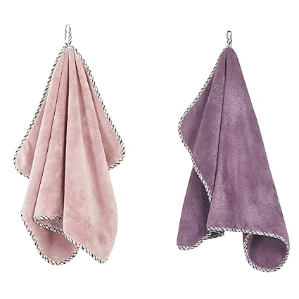 SPREAD SPAIN Microfiber Coral Hand Towel Pack of 2 (40x60cm), 360 GSM, Super Soft & Highly Absorbent, Ultra Fast Dry Towels Perfect for Daily Use (Rose + Fashion Fruit)