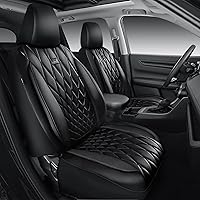 Vista 8 de CAR PASS Piping - Fundas de asiento delantero de automóvil de piel sintética de lujo, impermeables, antideslizantes, compatibles con reposabrazos