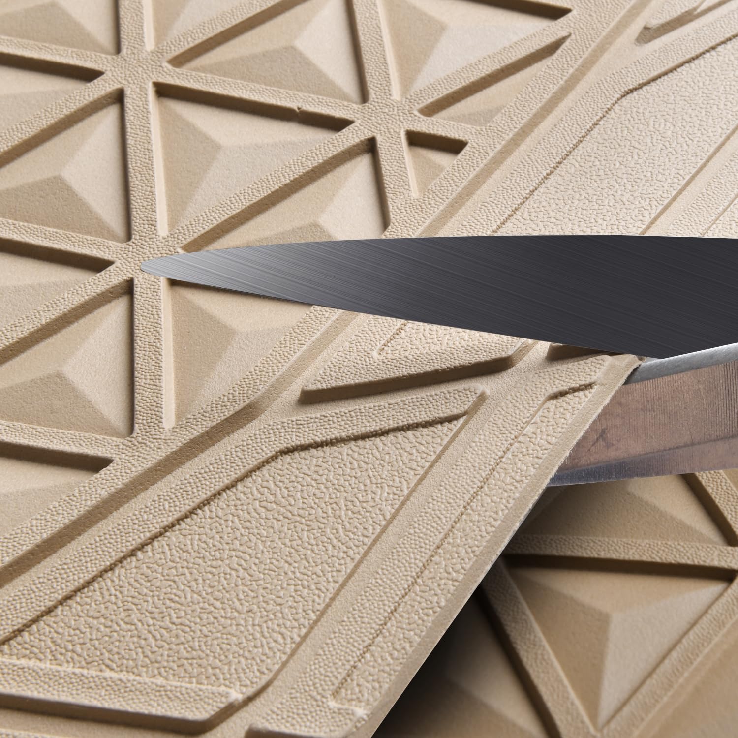 CAR PASS Bling Diamond Car Mats Rubber Floor Mats Full Set Anti-Slip 3D Rhombus Waterproof Trim to Fit Liner Universal Glitter Crystal Sparkly Shining Rhinestone Girl Women SUV Sedan Van, Black Red