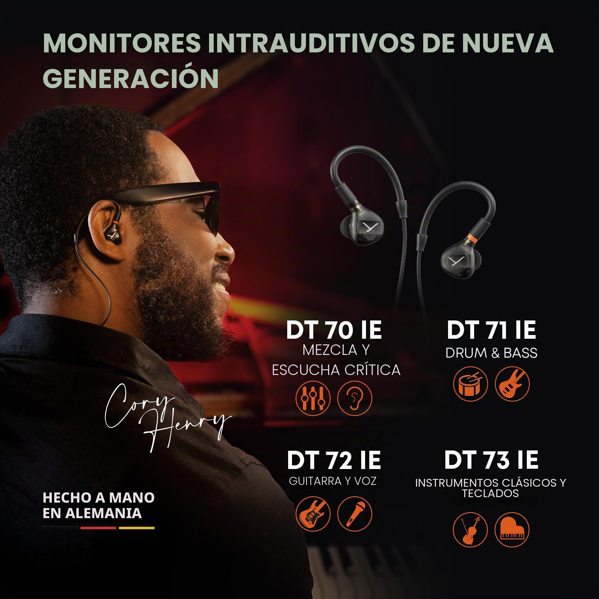 beyerdynamic DT 70 IE Mixing & Critical Listening | Driver TESLA.11, sonido lineal, análisis preciso, aislamiento de 39 dB, ajuste ergonómico, hecho a mano en Alemania