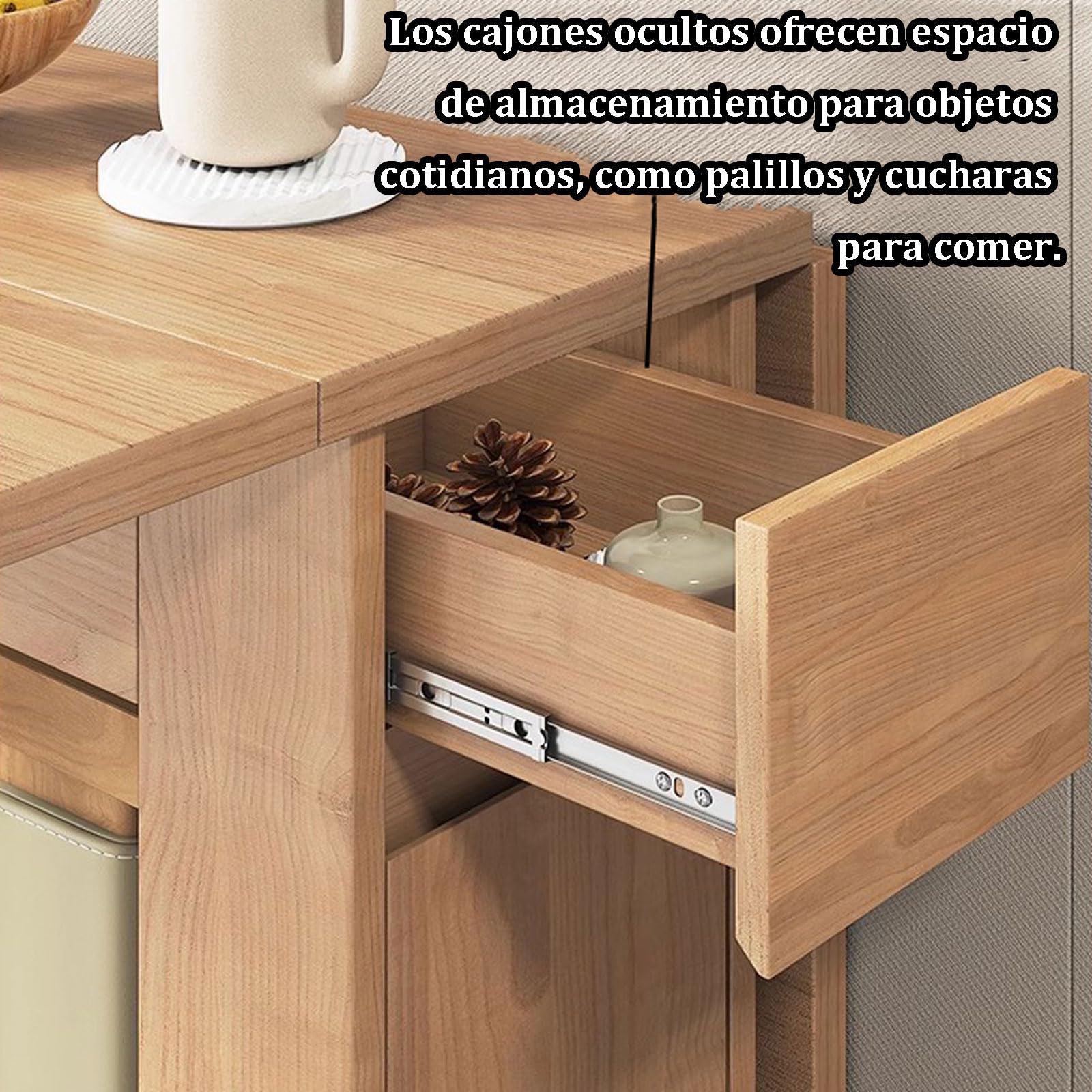 Genérico Juego de Mesa de Comedor Plegable con 4 Sillas | Madera, Extensible, Patas Ajustables, Abatible, Para 6-8 Personas