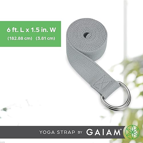 Miniatura 6 de Gaiam Correa de yoga deportiva de alta calidad con hebilla de anillo en D de metal ajustable  Estiramiento de ejercicio y fitness para yoga,