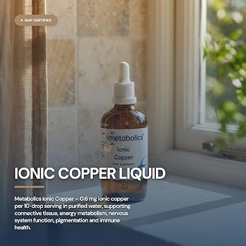 Ionic Copper – 100ml Liquid Supplement | Bioavailable Trace Mineral | Supports Energy, Immunity & Connective Tissue Health | Vegan, Additive-Free | UK Made | Metabolics