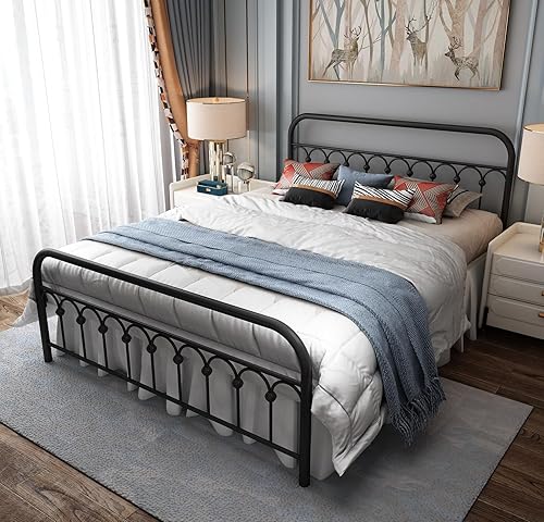 Marco de cama, somier metálico y resistente, estilo clásico con cabecero 8013G4 80104 6608 6609 Negro -,gris, plateado (Gray Silver)