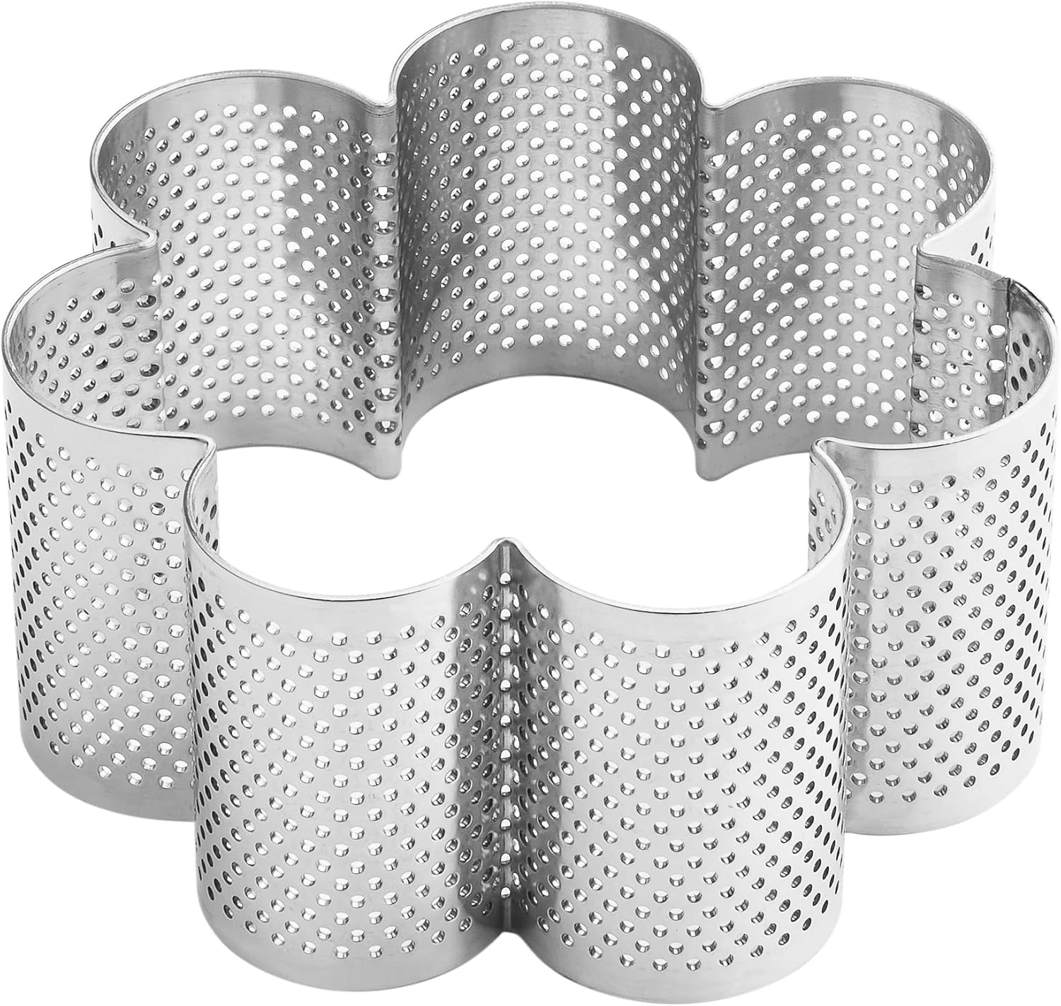 Pavoni XF51F Flower Stainless Steel Perforated Cake Ring 4 Inch Diameter x 1-3/4 Inch High