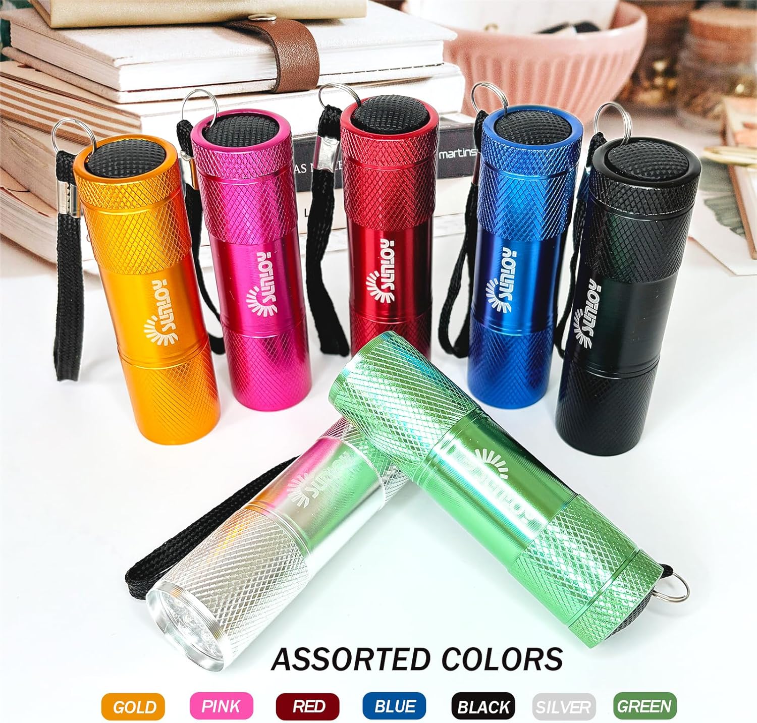 21-Pack Mini LED Flashlight Bulk, Aluminum Handheld Torches with Lanyard and 63 AAA Batteries, Assorted Colors, Perfect for Night Walking, Hiking, Camping, Power Outage