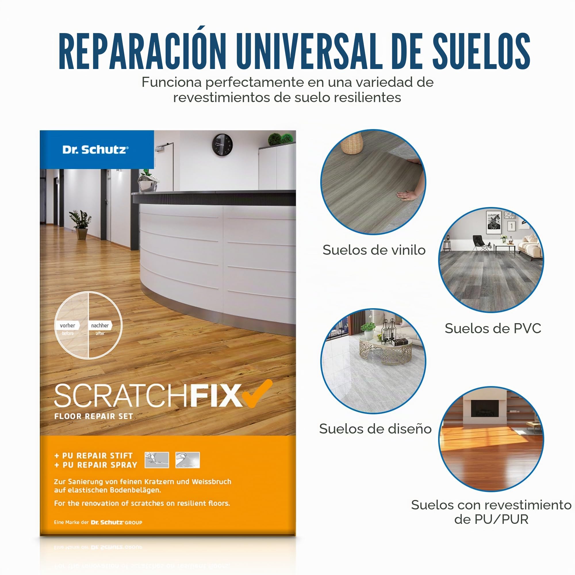 Dr. Schutz Scratch Fix - Juego de vinilos para reparar el suelo