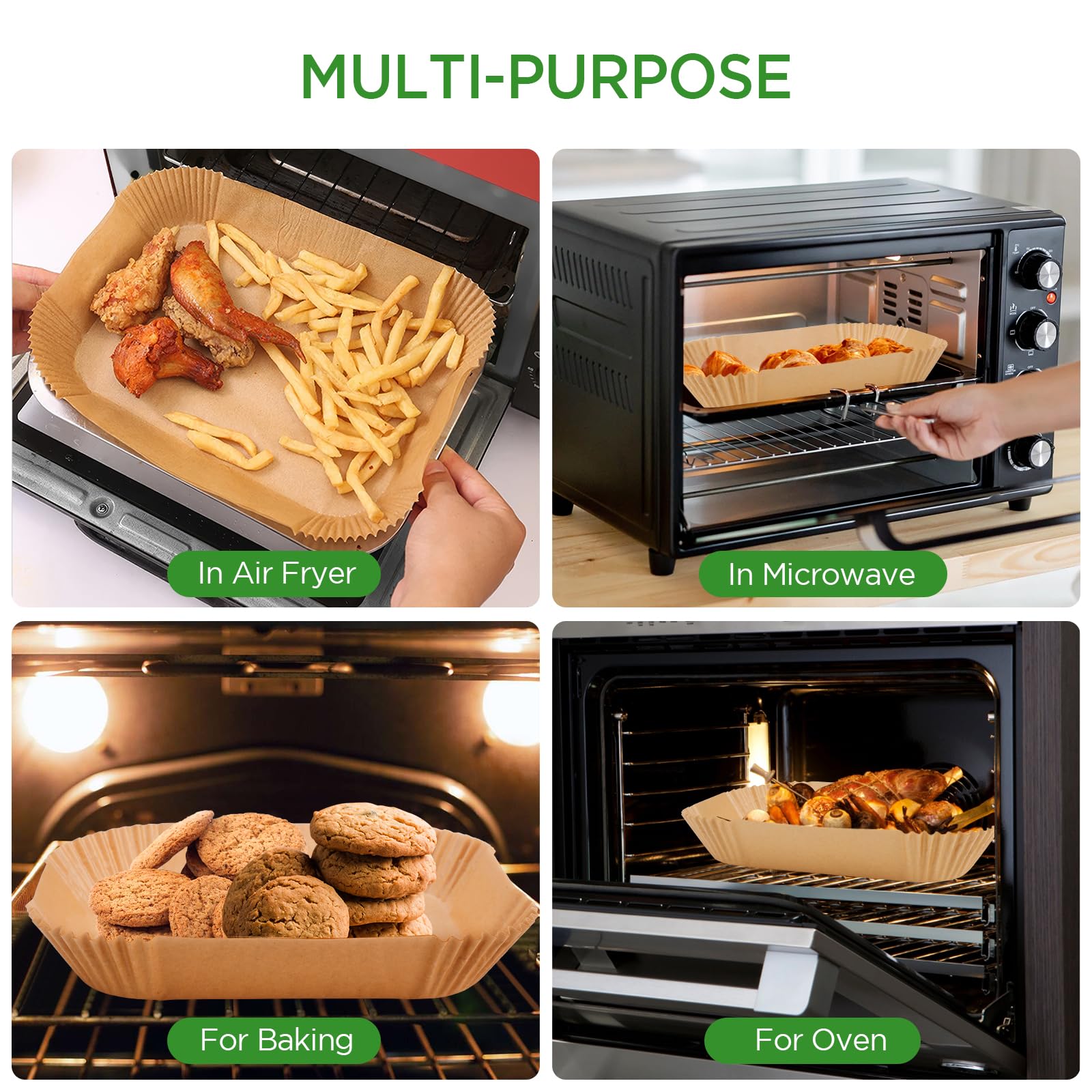 Papier Cuisson Air Fryer Anhow - 200 Feuilles Antiadhésives Sans BPA Pour Ninja, Duronic