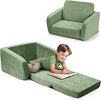 ZICOTO Toddler Chair & Couch: Sturdy 2-in-1 Foldable Kids Sofa for Boys & Girls, Safe Comfy Seat 18+ Months (Sage Green)