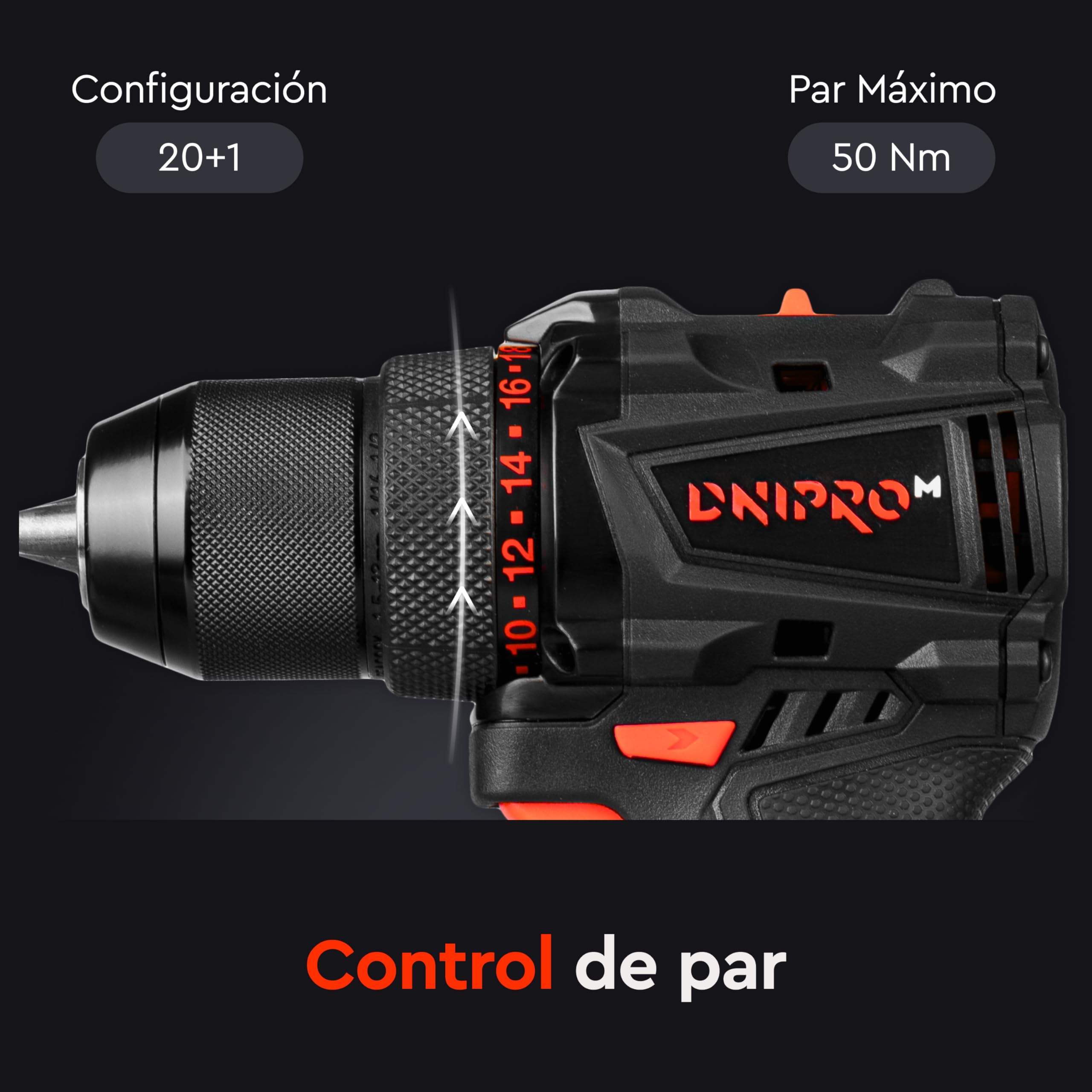 Taladro Atornillador Brushless 20V 50 Nm con Batería 2.0 Ah, Cargador Rápido, Portabrocas Metálico 13 mm y Maletín, Taladro Inalámbrico para Bricolaje – CD-200BC KIT