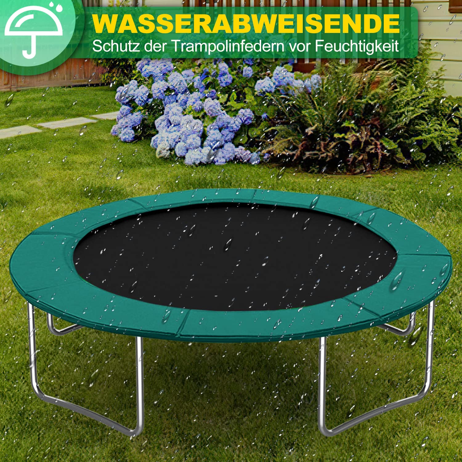 Gimisgu Osłona krawędzi trampoliny, Ø 366 cm, zielona, osłona sprężyn do trampoliny ogrodowej, Jumper, ochrona krawędzi trampoliny, PCW, PE, 100% odporna na działanie promieni UV