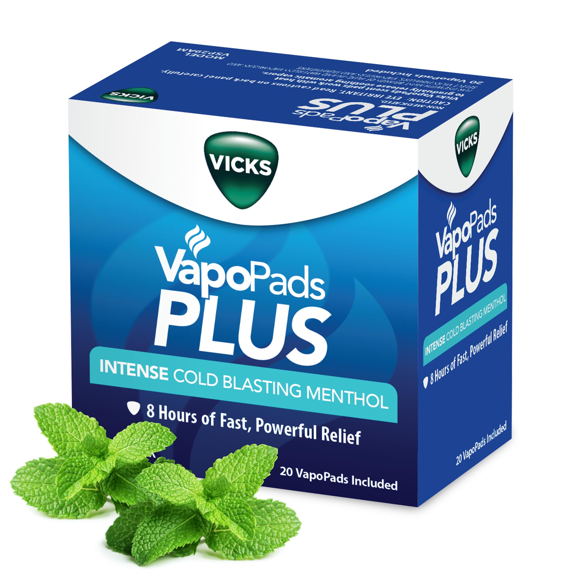 VapoPads Plus with Intense Cold Blasting Menthol - Vapor Pads Refill for Vicks Humidifiers and Steam Inhalers, Scent Pads for Congestion Relief, 20-Pack, Box Color May Vary