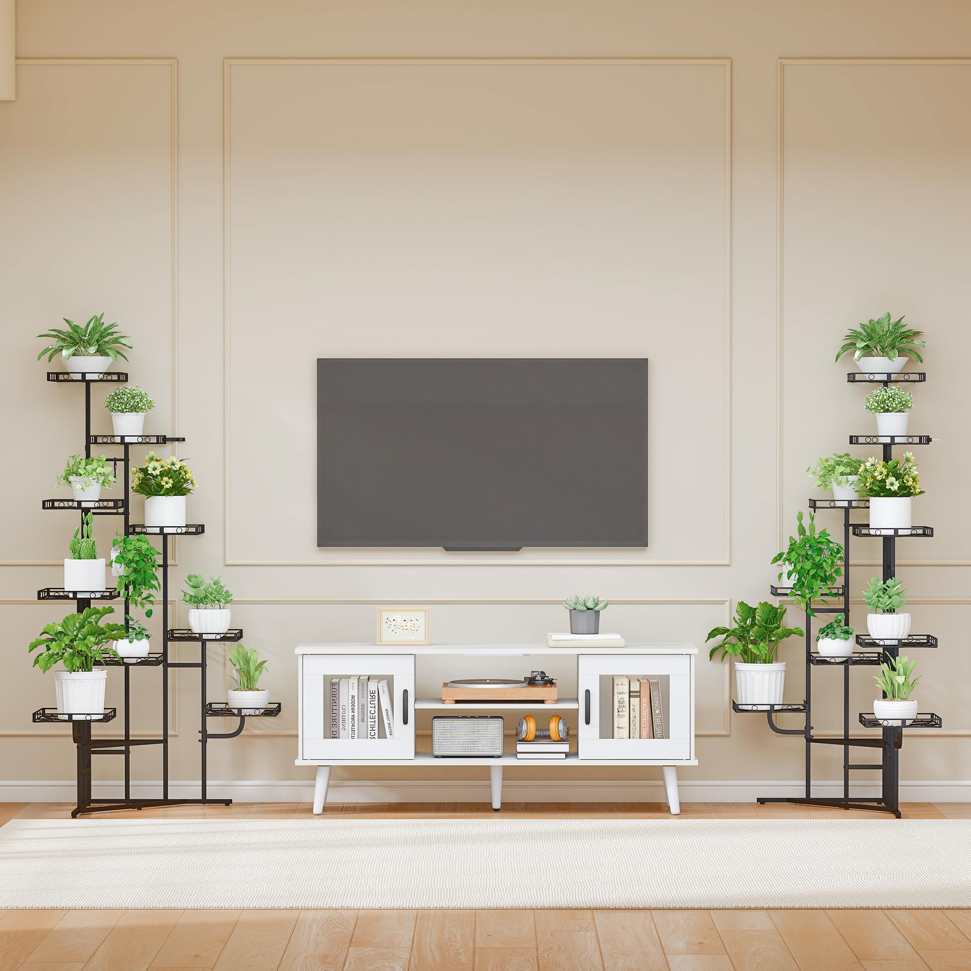 Quikraen 9 Ebenen Blumenständer, Pflanzenständer, 150cm, Metall, Schwarz | L-förmiges Design Pflanzenregal, Outdoor & Indoor Blumenregal, Blumentreppe für Wohnzimmer, Garten, Balkon, Rostbeständigen