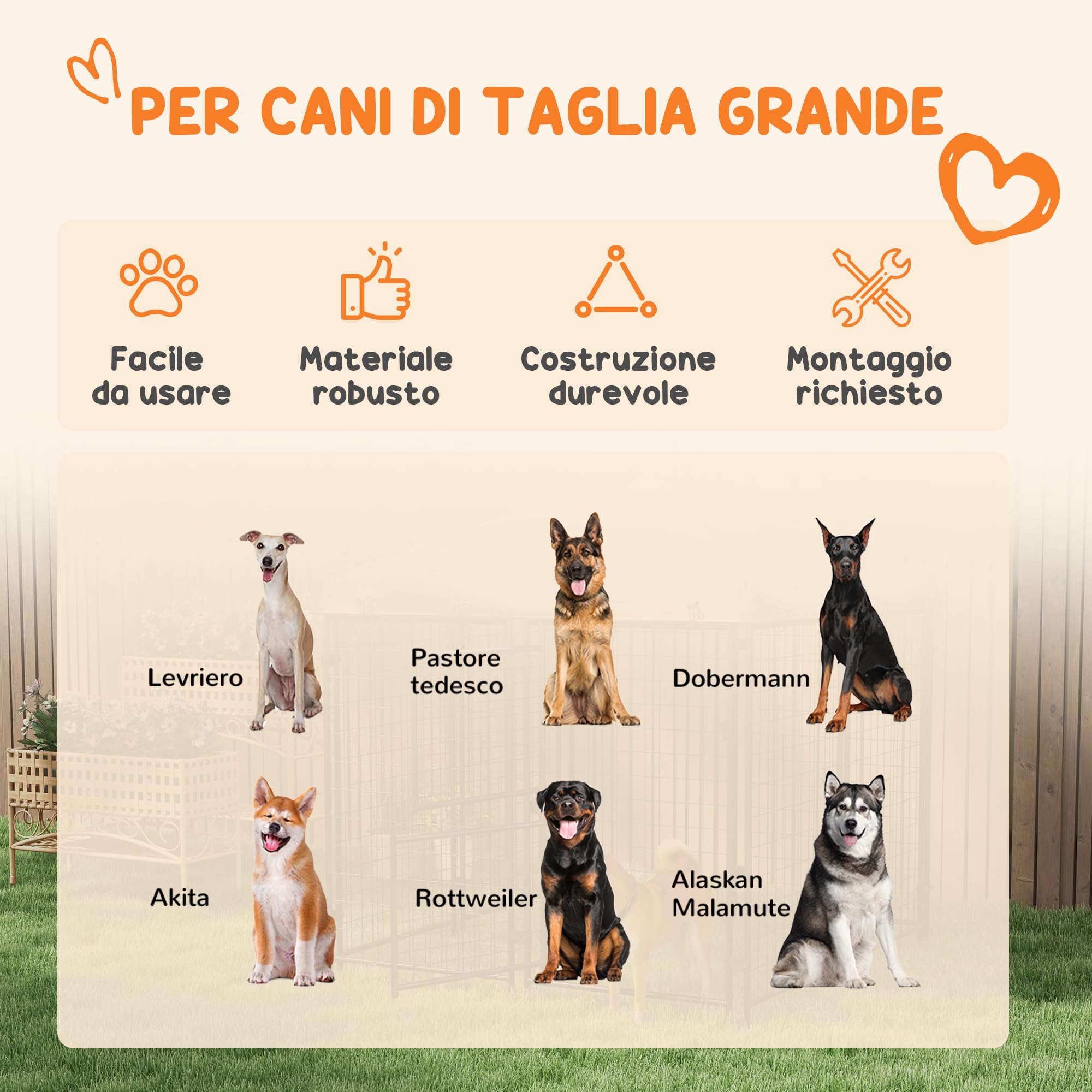 PawHut Recinto per Cani da Esterno Tetto Anti-UV 239x121x183cm Argento