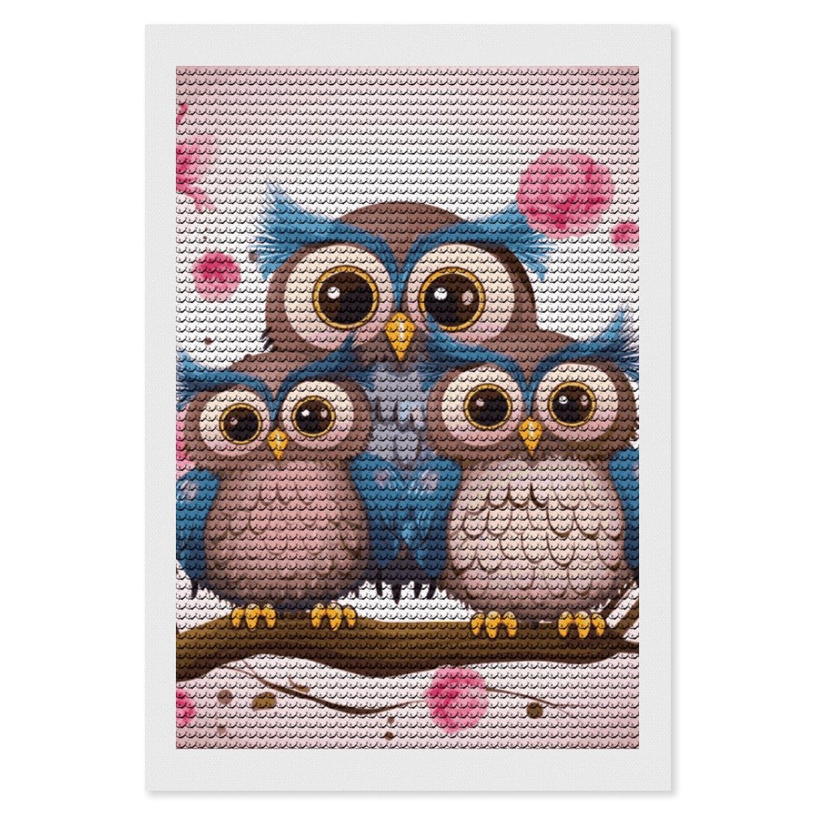 DWVTSLH Cute Owls Diamond Painting Kits for Adults, Personalized Diamond Photo Art Full Drill, DIY 5D Diamond Art Painting Kits for Beginners, Home Wall Decor 8"x12"
