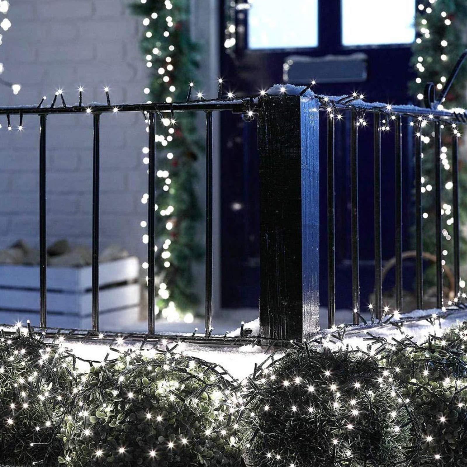 Lamker 5M 50 LED String Lights Solar Powered Cool White Outdoor Waterproof 8 Modes Fairy Light for Patio Garden Yard Wall Fence Tree Christmas Wedding Party Festival Decorative - Image 2