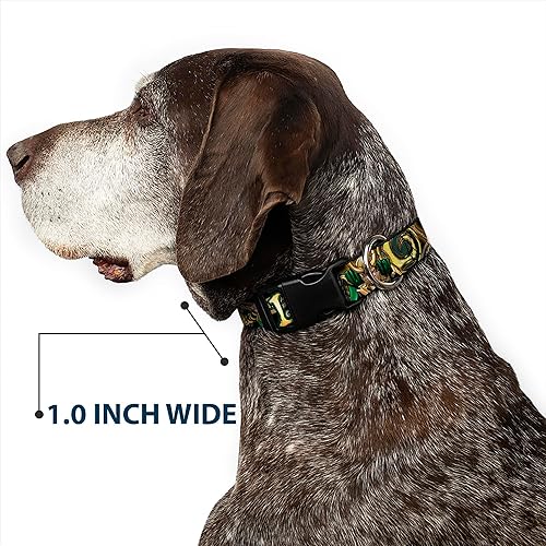 Miniatura 6 de Collar de perro Clip de plástico Loki Poses Negro Oro Verde 13 a 18 pulgadas 1.5 pulgadas de ancho