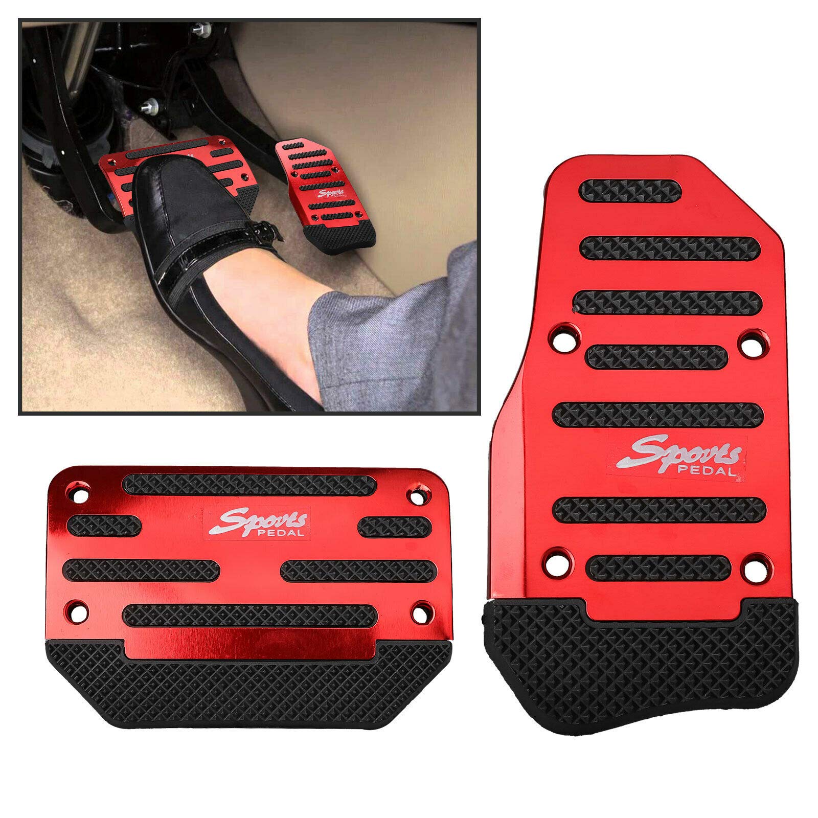 Riloer 2pcs Interior Parts Universal Automatic Pedal Brake Foot Treadle Cover, Non Slip Automatic Gas Brake Foot Pedal Pad Cover Accelerator