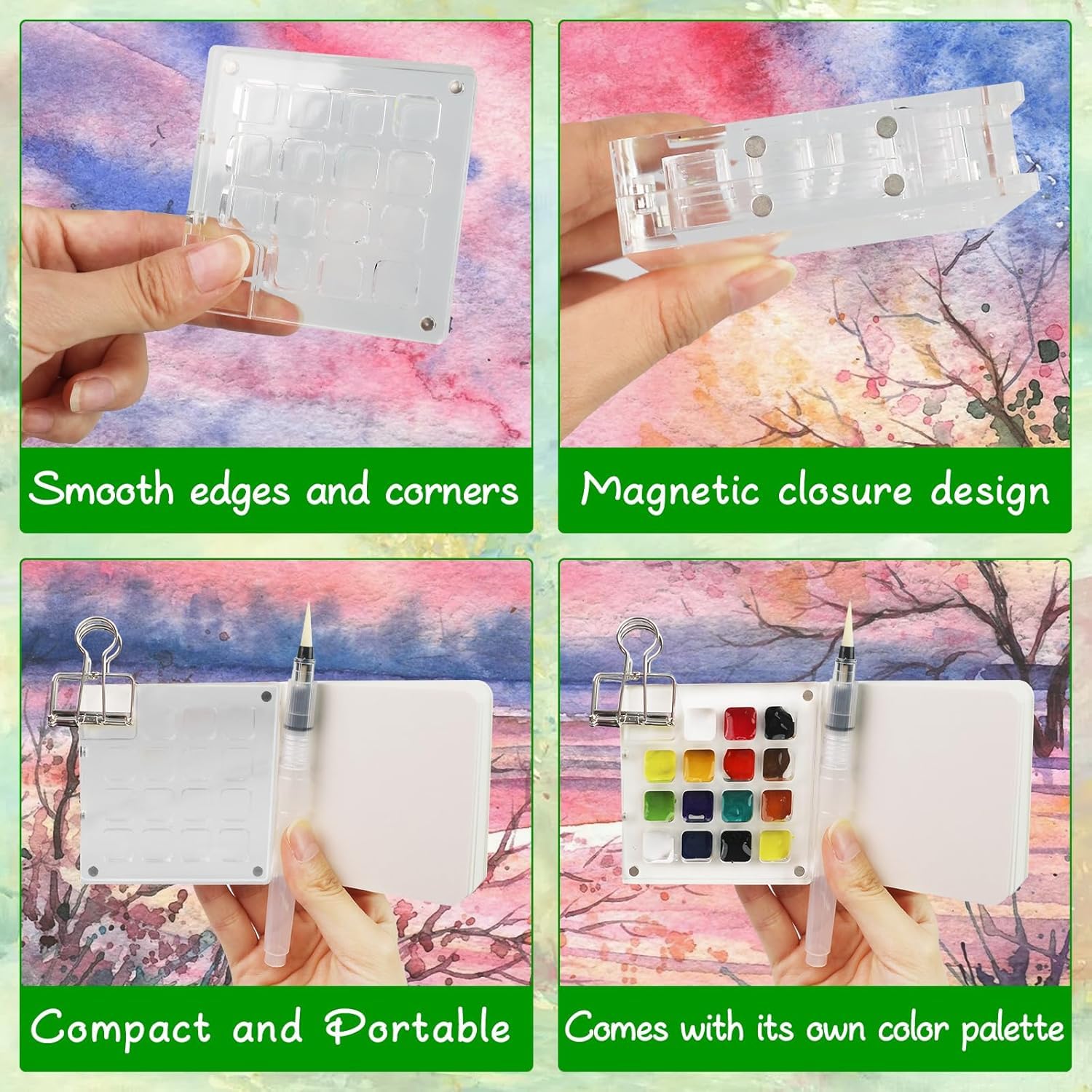Pocket Artist Aquarelle Ensemble de, Mini Ensemble de Peintures de Boîte à Palette Acrylique, Palette de Carnet de Croquis Ensemble de Peintures à l'aquarelle, Cadeau pour Peintres