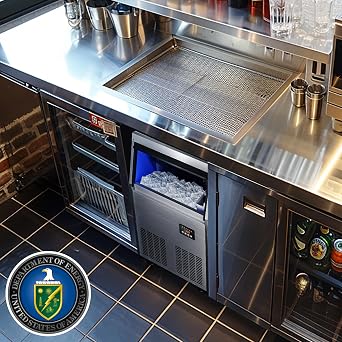 Coolski Commercial Ice Maker Machine 150LBS/24H, Under Counter Ice Maker with 35LBS Storage Capacity, Stainless Steel Ice Machine for Restaurant Home Bar, DOE