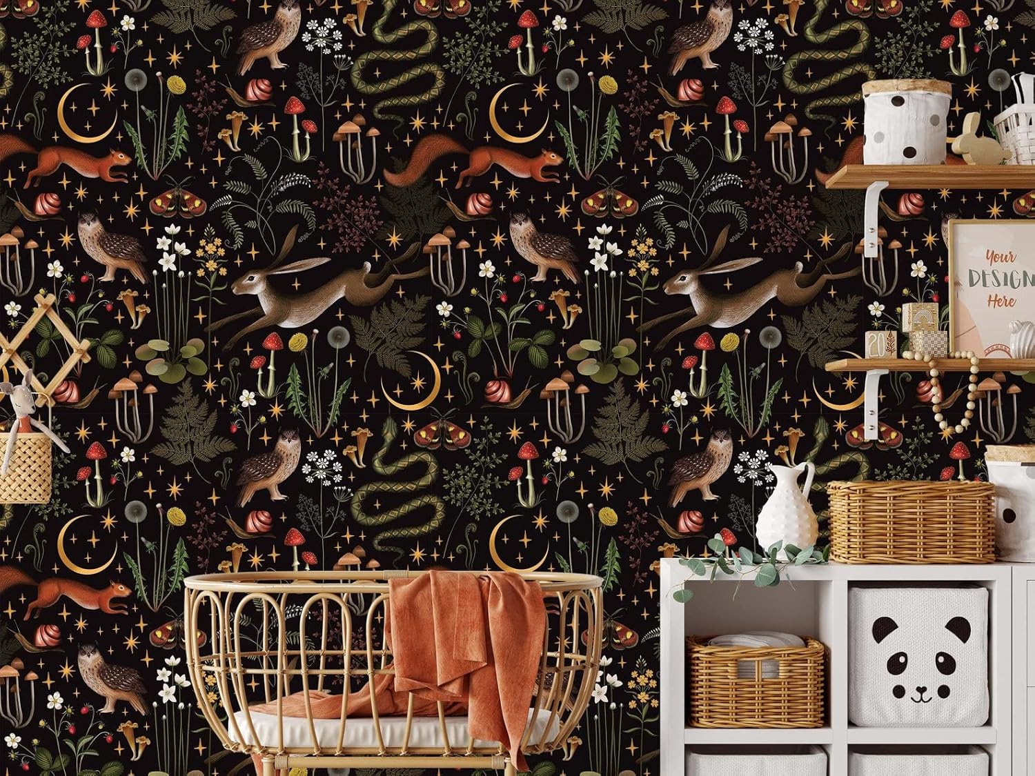 Woodland Wallpaper | Removable Self Adhesive Botanical Wallpaper | Flower and Forest Peel and Stick Wallpaper (1 roll 24" W x 144" H)