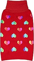 Vista 8 de KYEESE Suéter de San Valentín para perro, suéter suave de cuello alto para perro grande con estampado de lentejuelas de corazón, suéteres cálidos