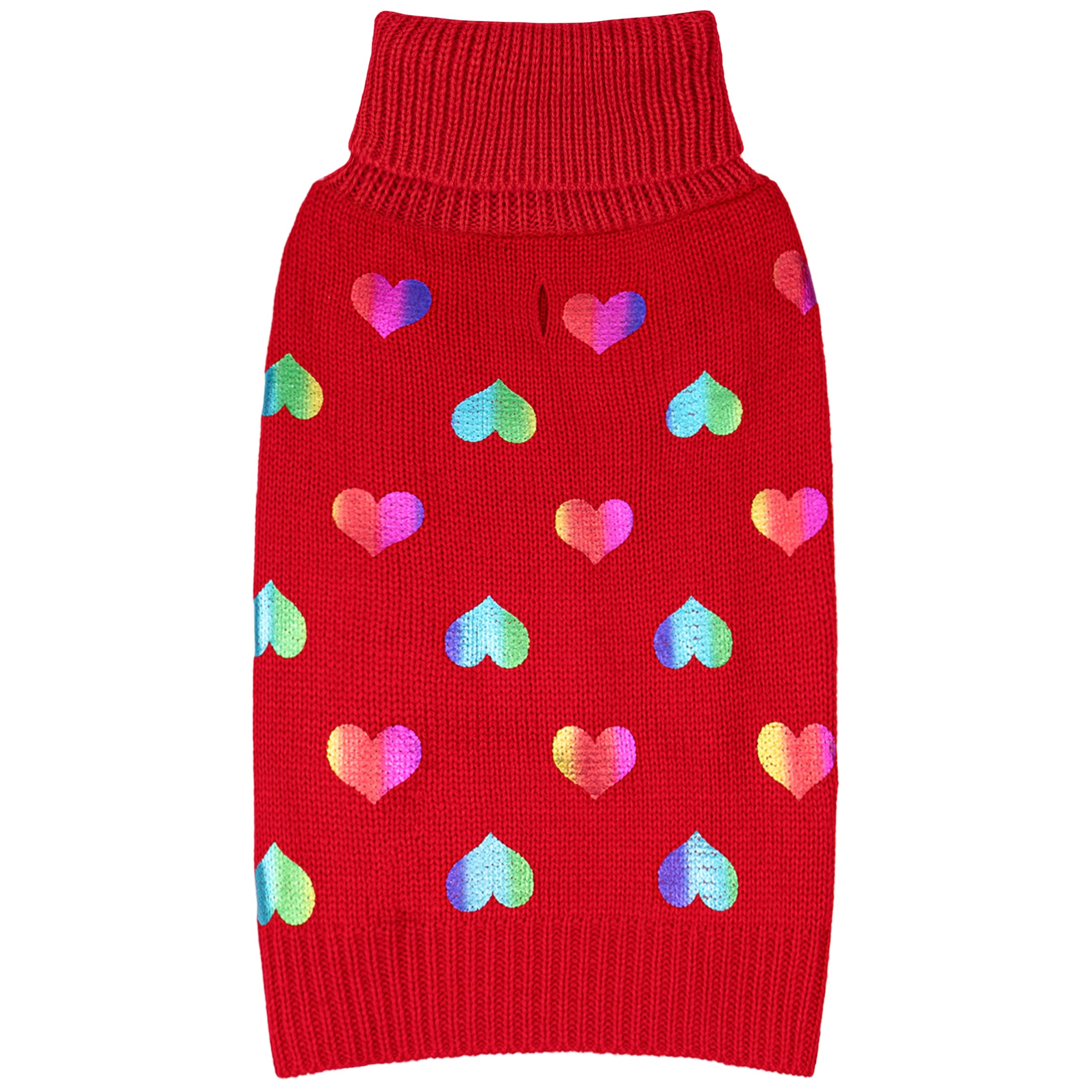 KYEESE Valentines Dog Sweater, Soft Turtleneck Small Dog Sweater, Stretchy Pullover Pet Sweaters for Small Dogs, Comfy Dogs Coat with Leash Hole, Warm