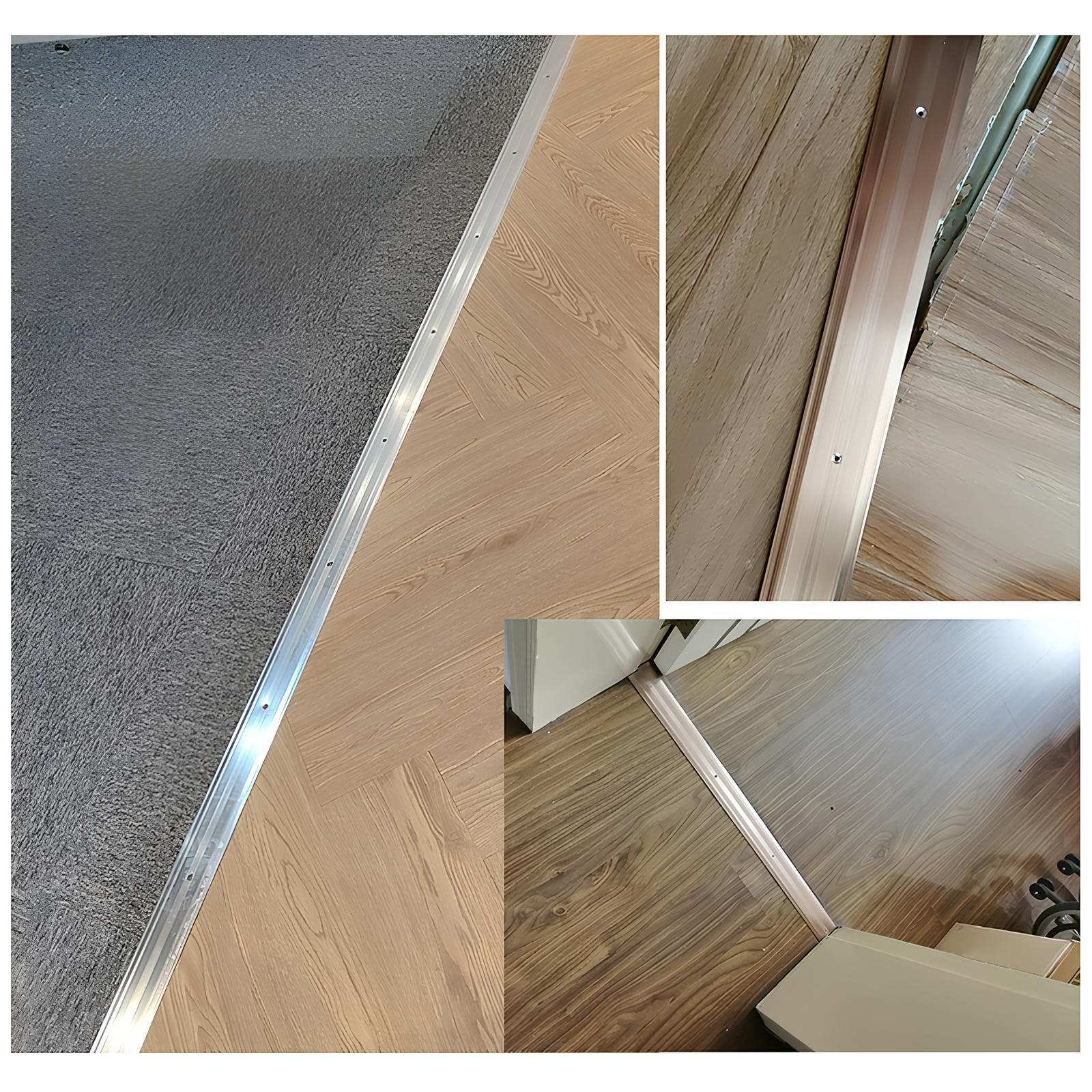 Striscia Transizione per Pavimenti in Alluminio 6 cm Larghezza | Profilo di Transizione Preforato per Porta e Riempimento Fessure Parquet e Piastrelle(Gold,60mmx130cm)