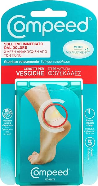 COMPEED Cerotti per vesciche, a lunga durata e guarigione veloce - Per vesciche medie o grandi, 5 Cerotti - 1