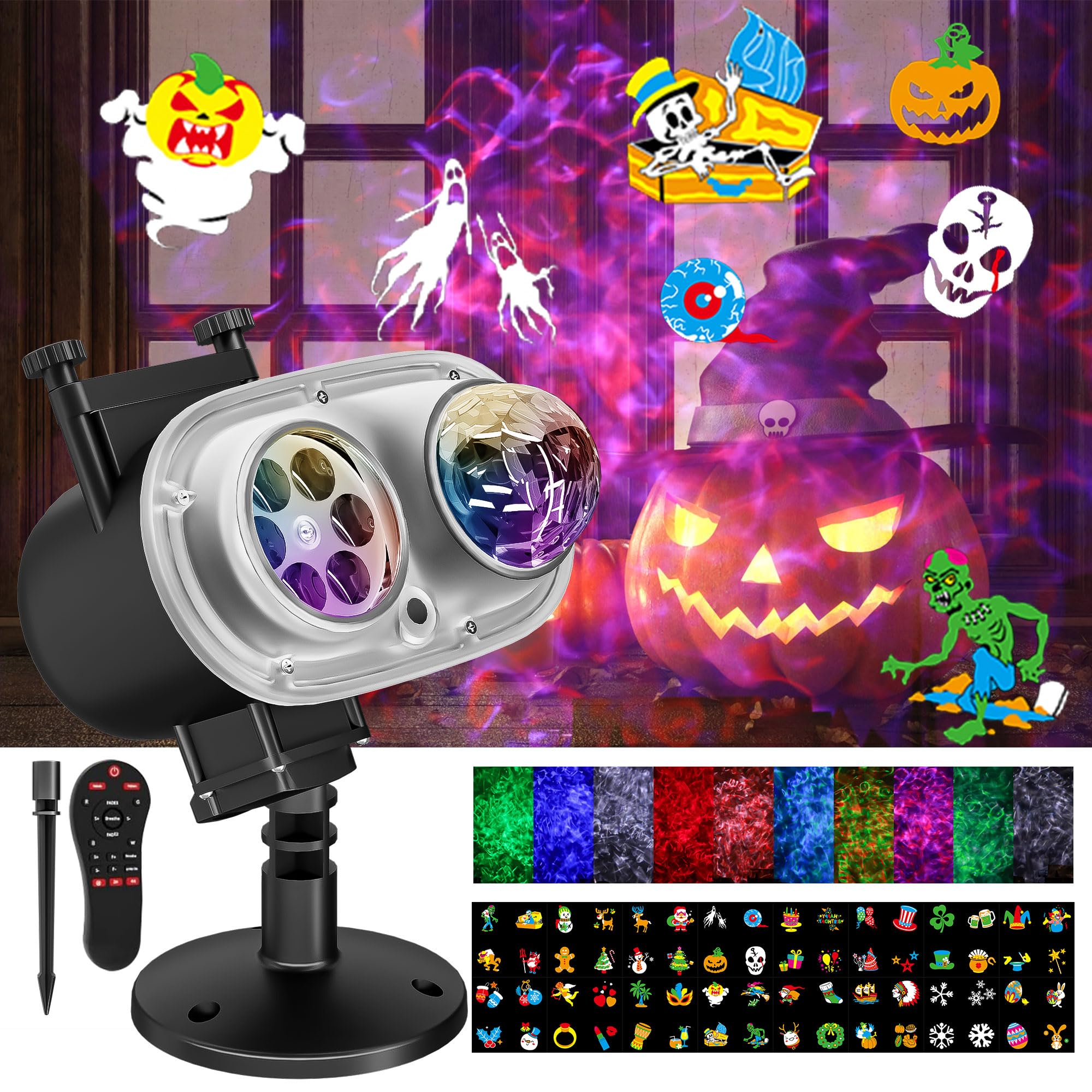 Halloween Weihnachten Projektor Lichter Aussen Wasserdicht 2 in 1 LED Outdoor Projektoren mit Fernbedienung Timer