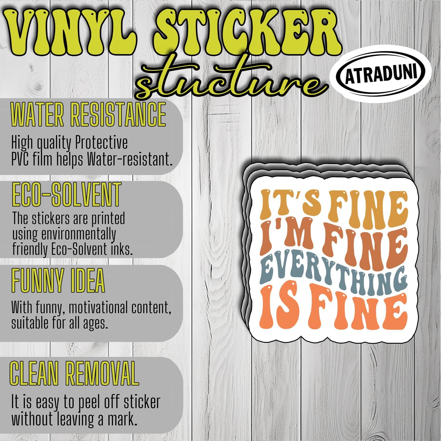 (3Pcs) It’s Fine I’m Fine Everything is Fine Sticker – Waterproof Vinyl Decals for Laptops, Water Bottles, Phones, Books, Nana, Gigi, Grandma, Size 3 x 2,7 inch - Image 3