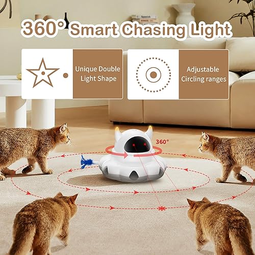 Miniatura 3 de Juguetes interactivos 2 en 1 para gatos de interior, juguete automático para gatos con 7 agujeros, ratones golpean una pluma en movimiento, juguete