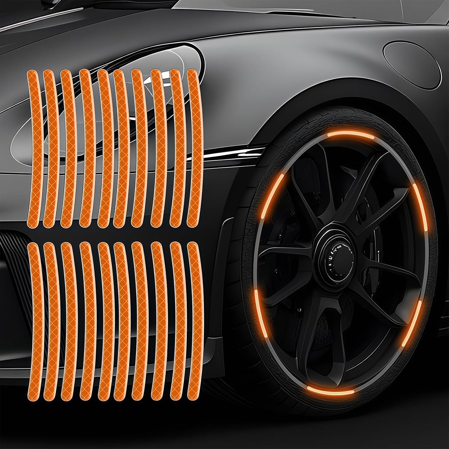 20PCS Car Wheel Reflective Decorative Strip,Night Safety Warning Stickers