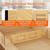 Vista 3 de Lifewit 4" High 5 Pack Bamboo Drawer Dividers 43-54cm/17-21.5" Adjustable Wooden Drawer Organizer for Clothes/Utensils, Expandable Drawer Separator