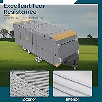 Vista 5 de Cubierta de remolque de viaje de fácil instalación, extra gruesa, 6 capas, panel superior anti-UV con 2 correas y 4 cubiertas de neumáticos