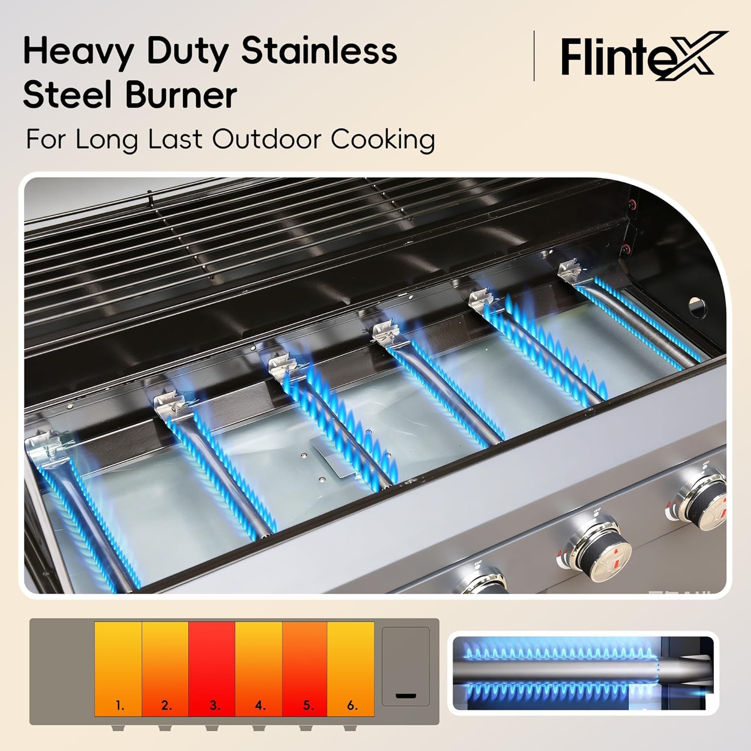 6-Burner Propane Gas Kitchen Grill Island with Side Burner,72,000 BTU Stainless Steel BBQ Outdoor Griddle Grill Combo with LPG/NG Convertible and Storage Cabinets & Fold-out Table, Gray