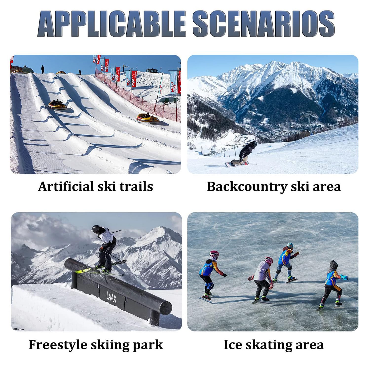 Snowboard per Adulti, Motoslitta Da Esterno, Con Sci a Rotazione Posteriore a 360°, Design a Triplo Rinforzo, Doppia Tavola, Capacità Di Carico Di 150 Kg, Per Sport All'aperto E Snowpark WoodColor