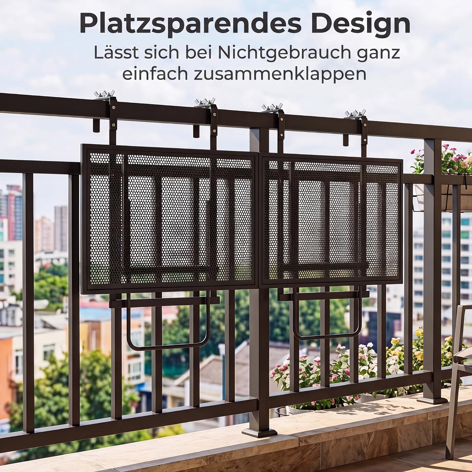 COSTWAY Balkontisch klappbar 2er Set, Balkonhängetisch zum Einhängen | 5-Fach höhenverstellbar, Klapptisch aus Metall, rechteckiger Hängetisch für Balkon, 20 kg Tragfähigkeit, 121 x 40,5 cm