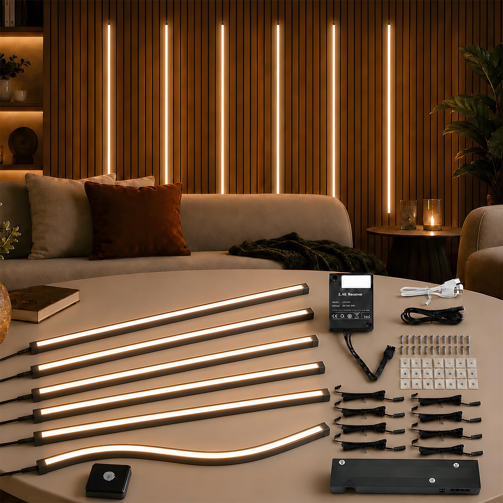 LED Strip Lights for Acoustic Wall Panels, 6 x 150 cm Embedded LED Light