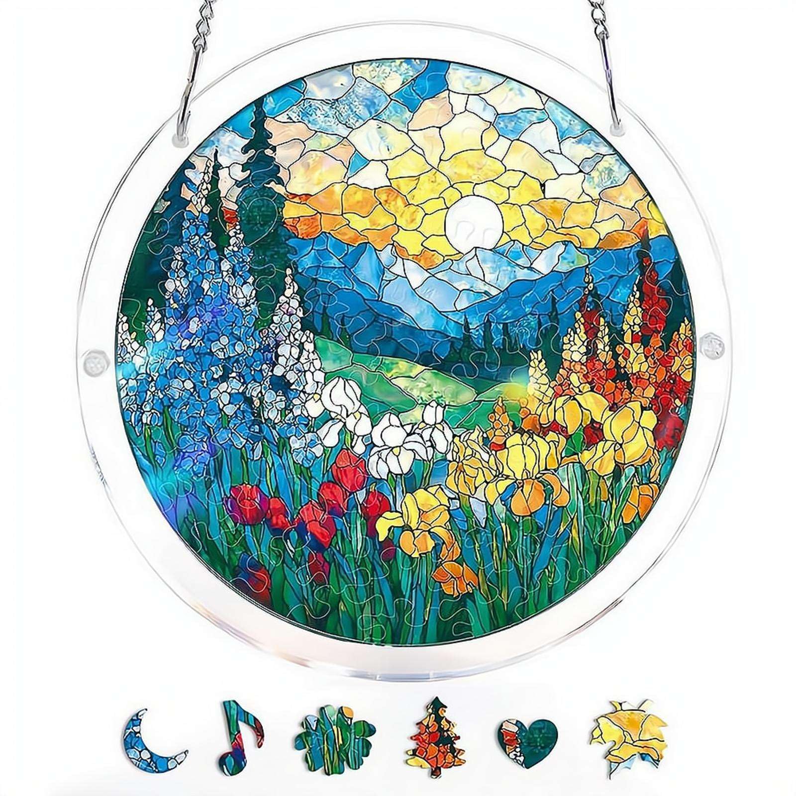 Acrylic Puzzles Suncatcher Window Hanging,83Pcs Sun Catcher Acrylic Puzzles Garden Decoration,Sun Catcher Stained Glass AcrylicPuzzle Decoration,for Women Men Birthday Mother's/Father's DayGift — view 25