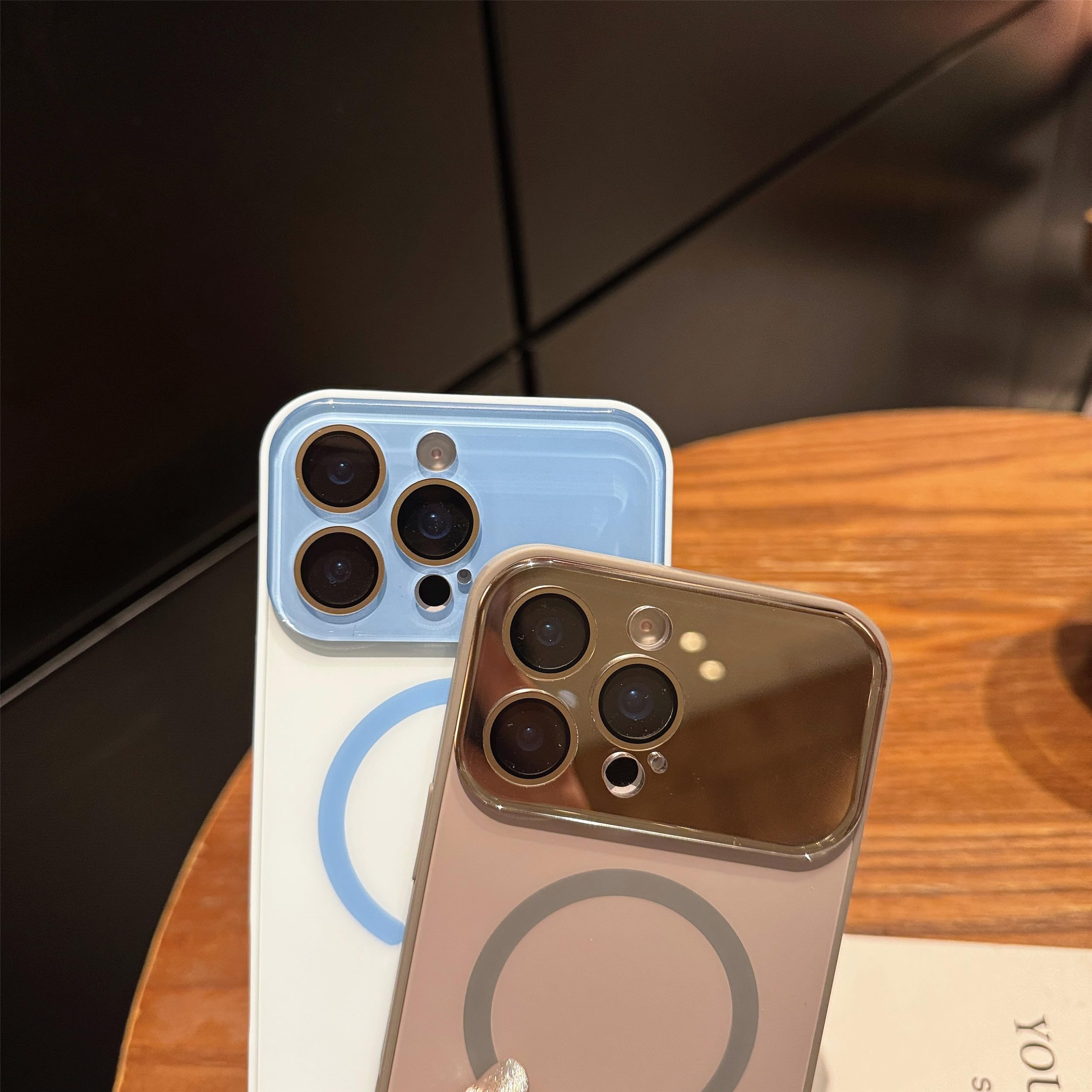 Luksusowe szklane etui z magnetycznym matowym obiektywem na iPhone'a 14 (do iPhone'a 14/różowe)