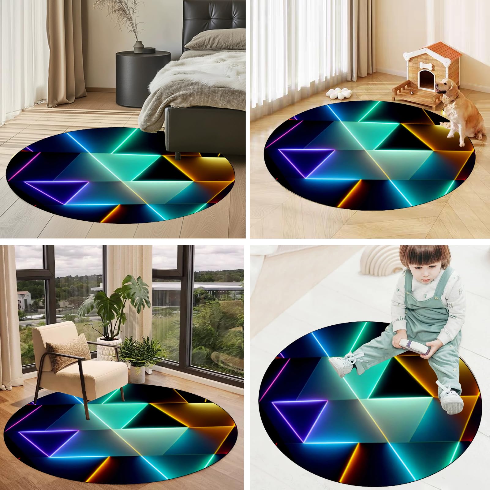 Protège Sol sous Chaise Tapis de Chaise de Bureau pour Moquette et Sol Dur, 90 cm Tapis Gaming Sol Tapis de Chaise de Bureau Tapis Protecteur de Sol pour fauteuils de Gaming Tapis Rond